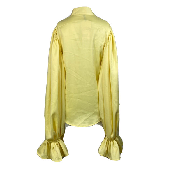 NWT The Kemist Set 2pc Womens Sz 10 12 Yellow Button Up Blouse Pleated Shorts - Picture 4 of 16